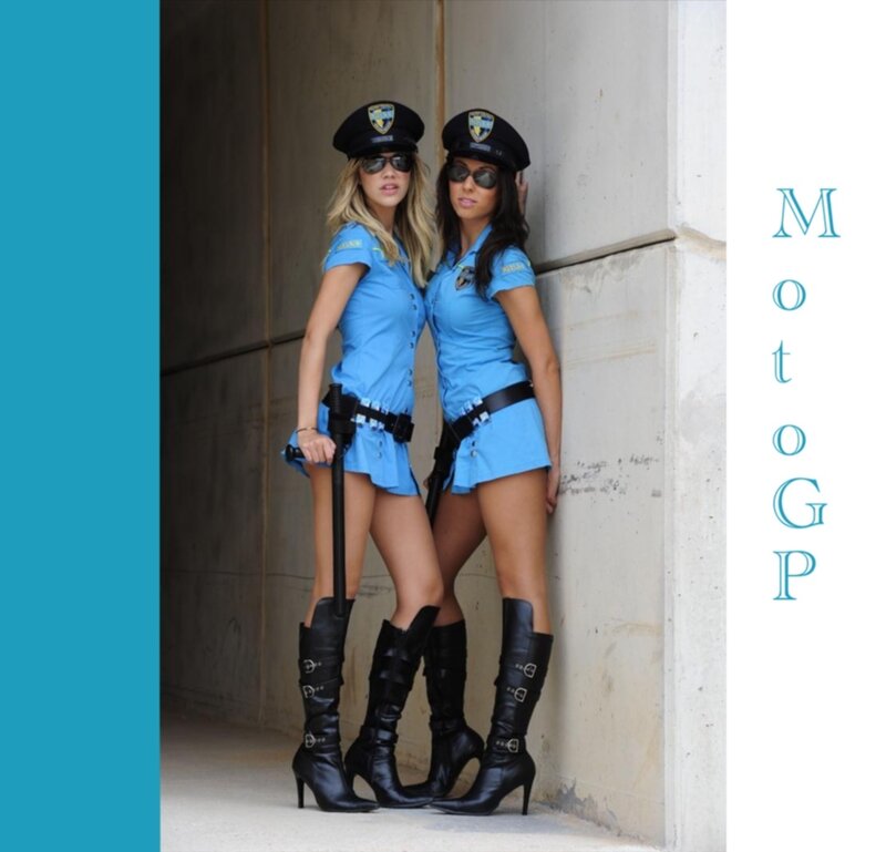 Two Women in Police Costumes — Blue, Confident