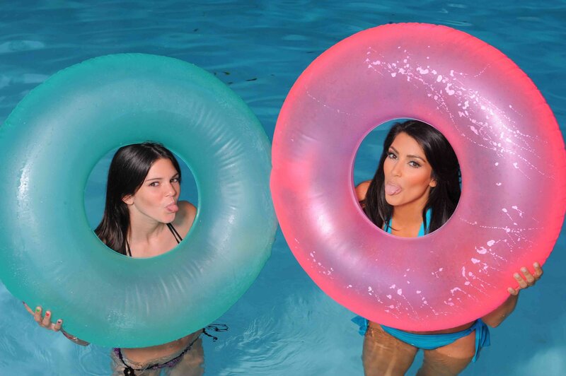 Two Women in Pool — Blue, Playful, Summer