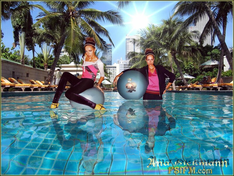 Two Women in Pool — Blue