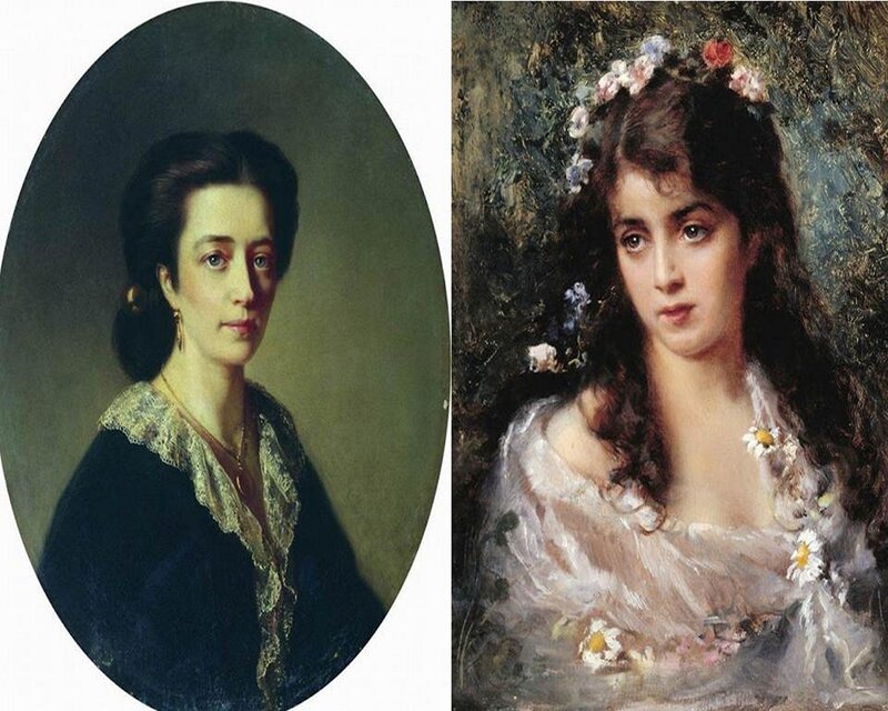 Two Women in Portraits — Black, Formal