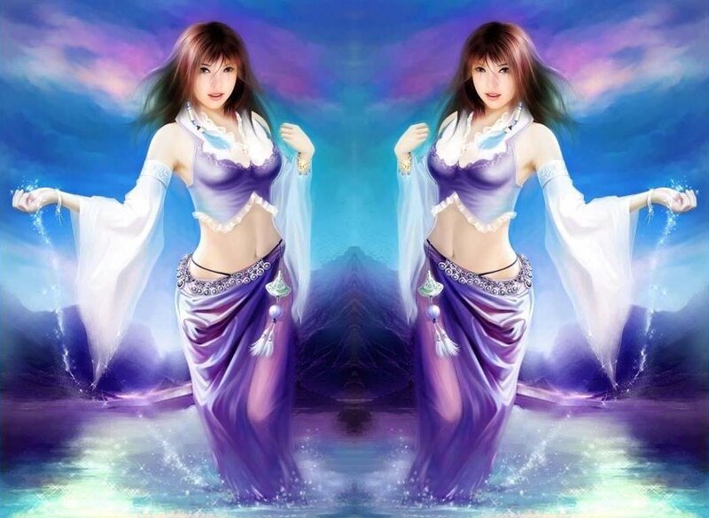 Two Women in Purple Dresses — Fantasy
