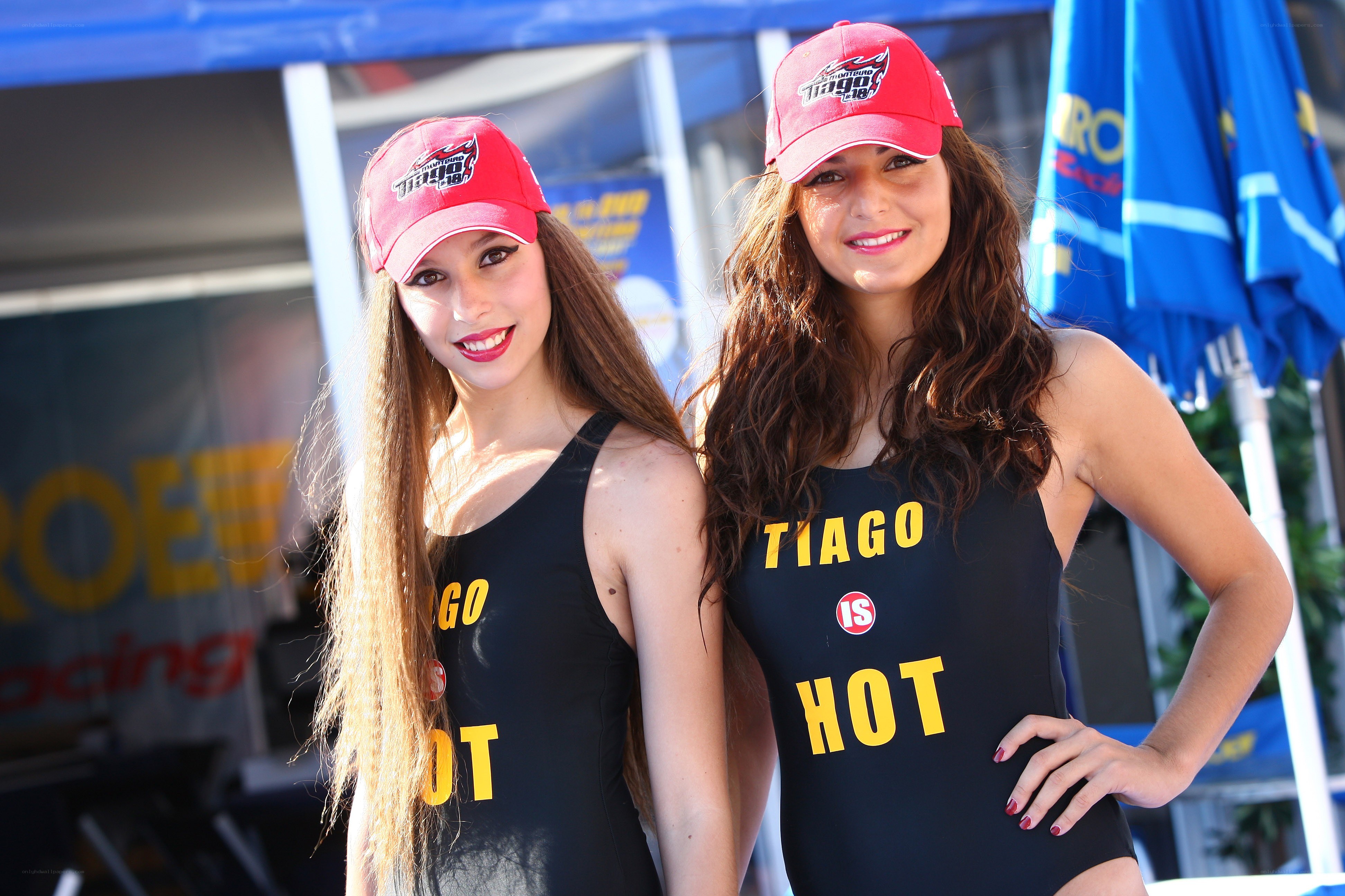 Two women in racing attire