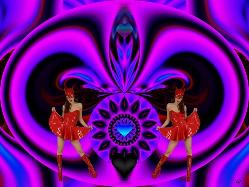 Two Women in Red Costumes — Purple