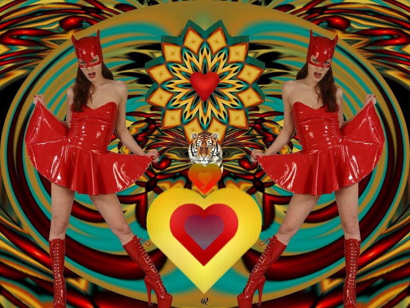 Two Women in Red Costumes — Vibrant