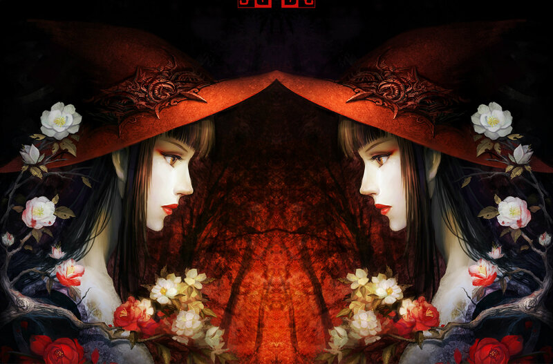 Two Women in Red Hats