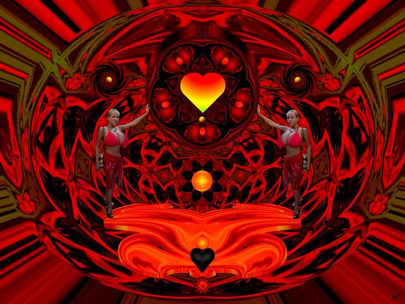 Two Women in Red Outfits — Dramatic, Digital Art