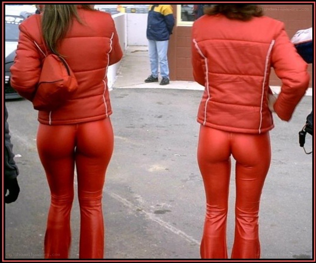 Two women in red outfits