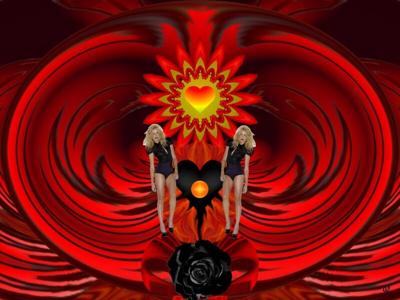 Two Women in Red Tunnel — Dramatic