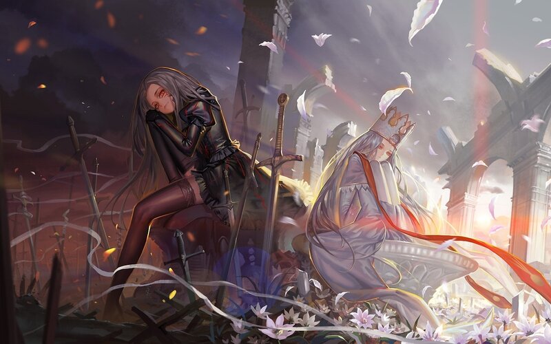 Two Women in Ruins — Purple