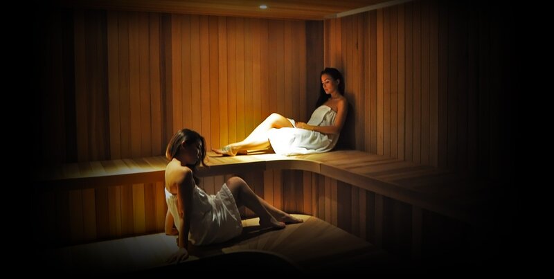 Two Women in Sauna — Brown, Calm