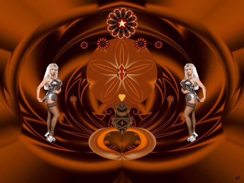 Two Women in Silver Outfits — Brown