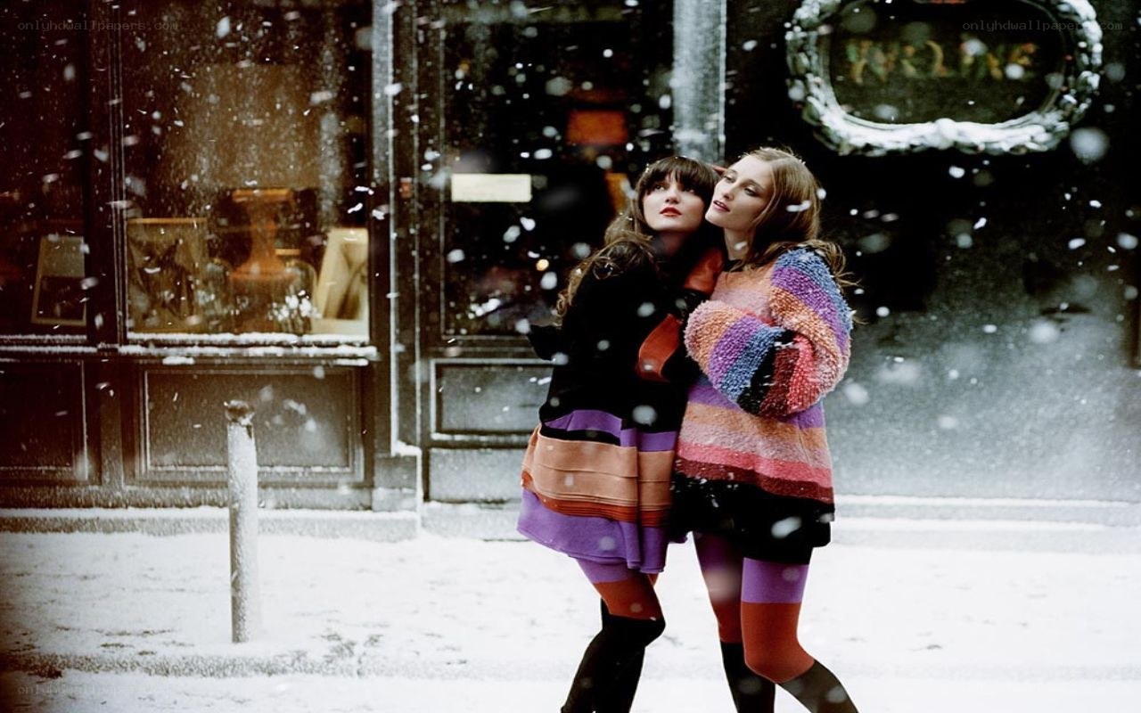 Two women in snow