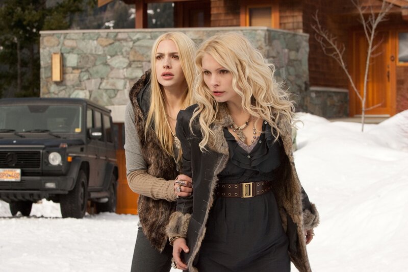 Two Women in Snow — White, Dramatic