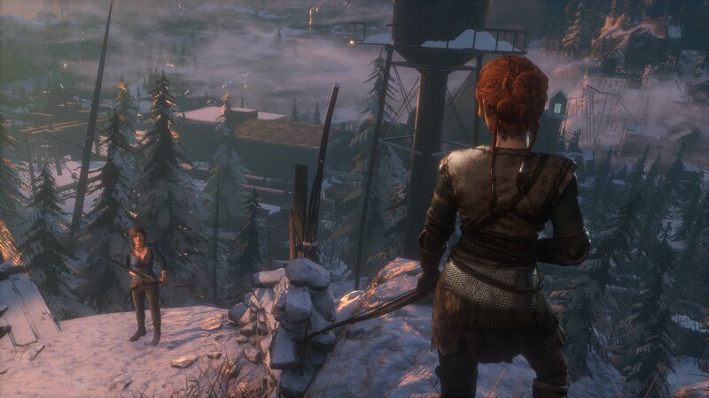 Two Women in Snowy Landscape
