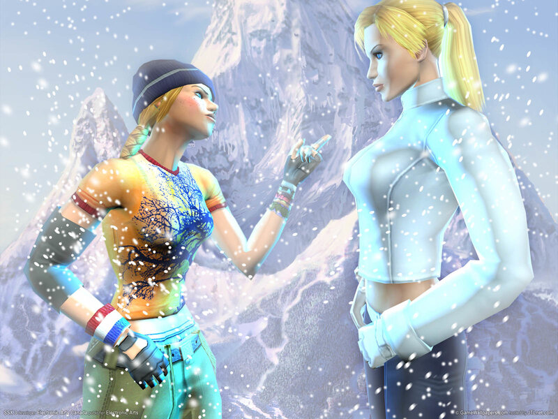 Two women in snowy mountains
