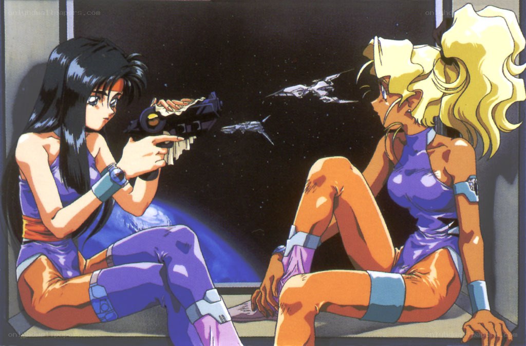 Two women in space combat
