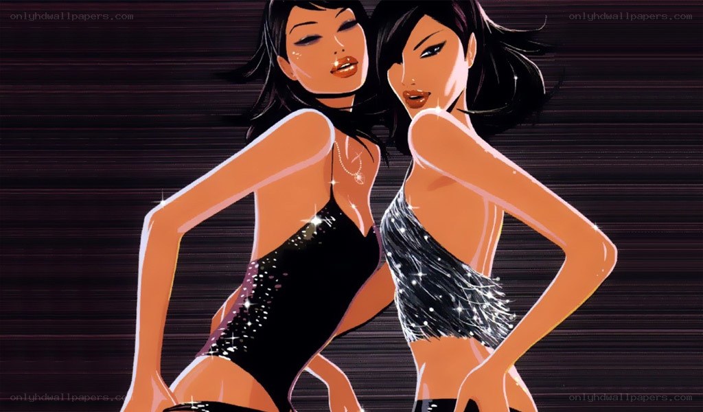 two women in sparkly outfits