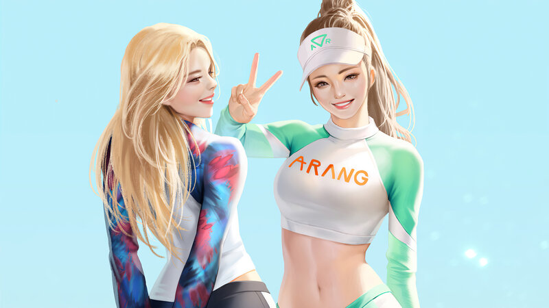 Two Women in Sportswear — Blue