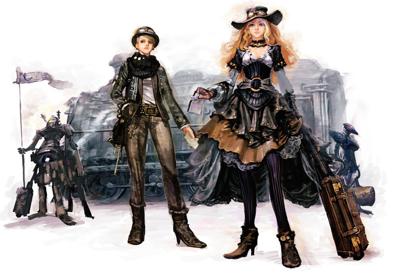 Two Women in Steampunk Attire