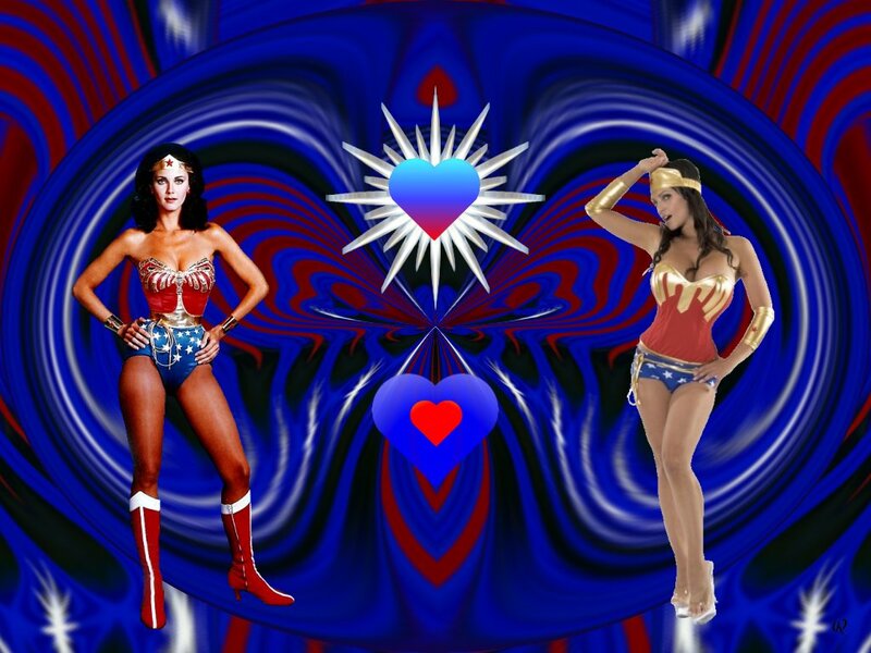 Two Women in Superhero Costumes — Blue