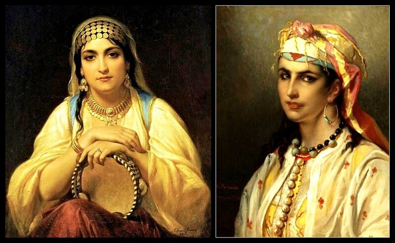 Two Women in Traditional Attire — White