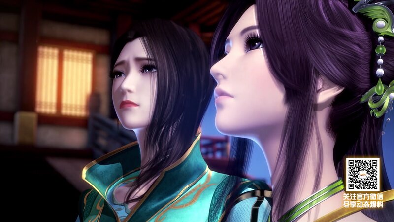 Two Women in Traditional Clothing — Green, Dramatic