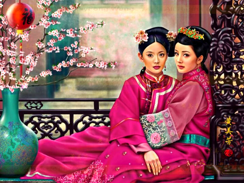 Two Women in Traditional Dress