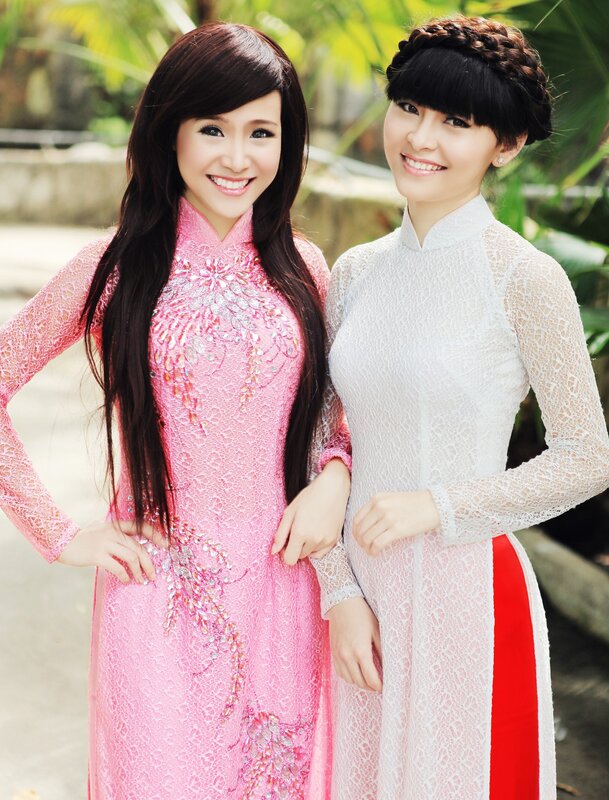 Two women in traditional dresses