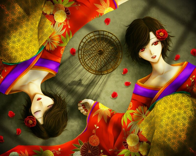Two women in traditional kimonos