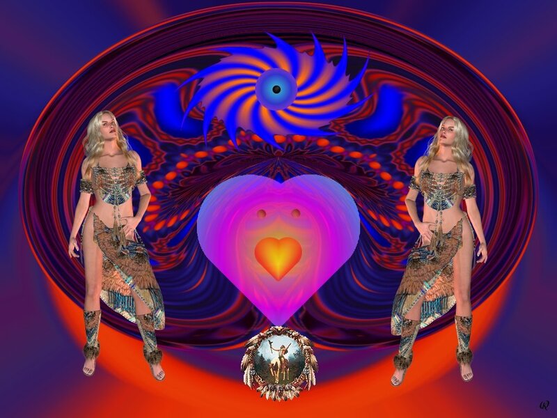 Two Women in Tribal Attire — Blue, Hypnotic