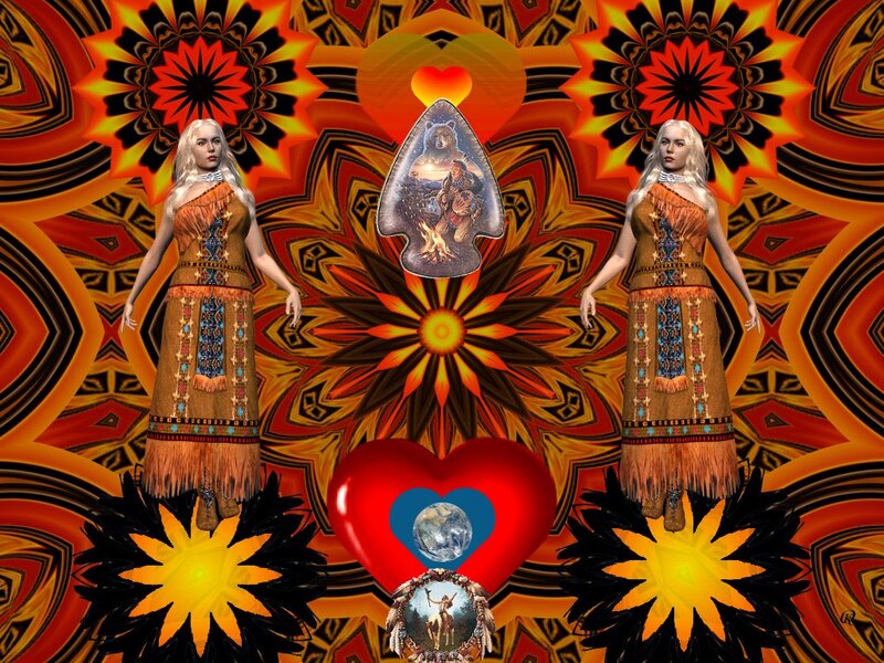 Two Women in Tribal Attire — Red, Hypnotic