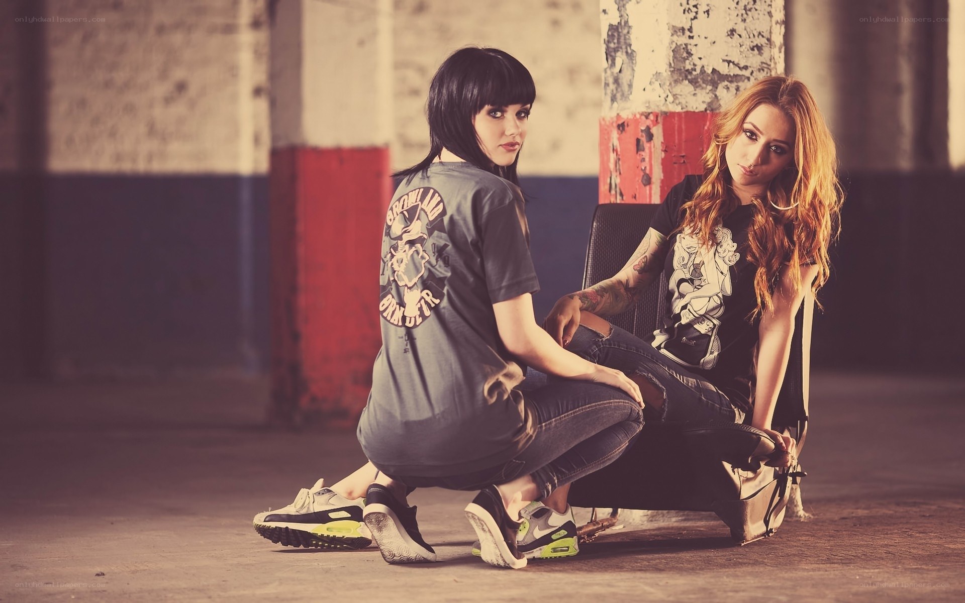 Two women in urban setting