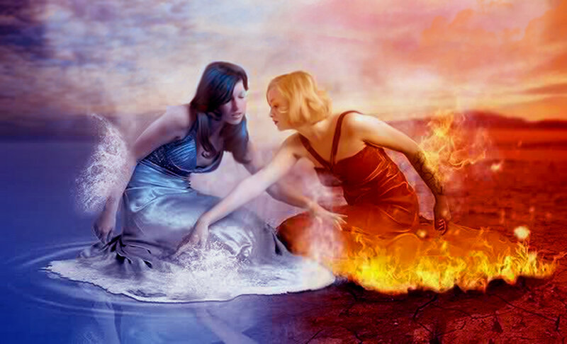Two Women in Water and Fire