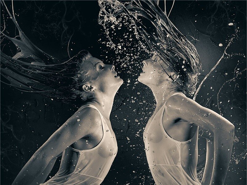 Two Women in Water — Black