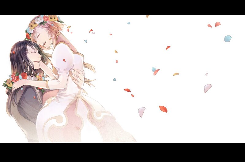 Two women in wedding attire