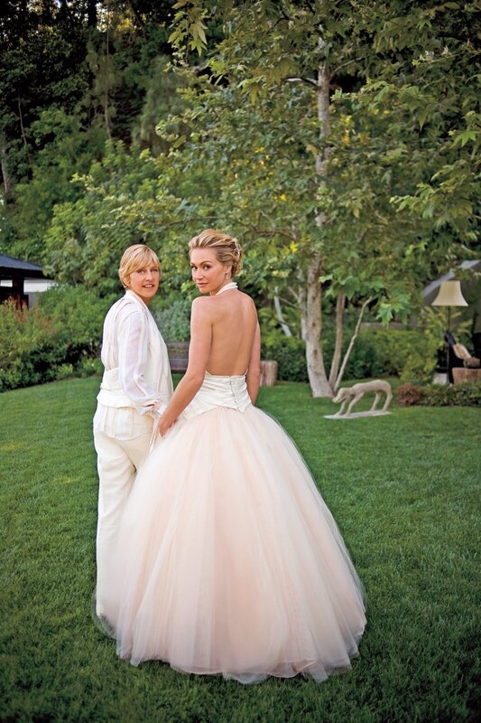Two women in wedding attire