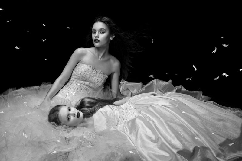 Two Women in Wedding Dresses — Black