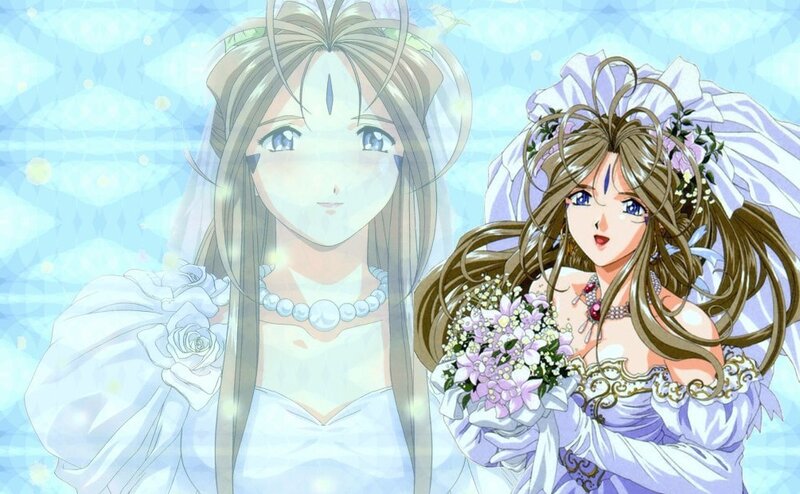 Two Women in Wedding Dresses — Blue