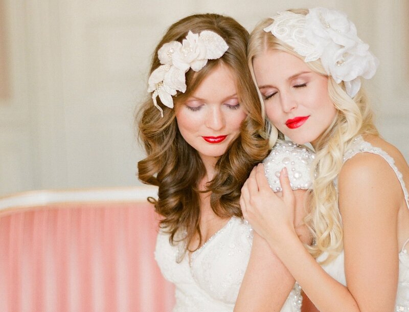 Two Women in Wedding Dresses — White, Intimate