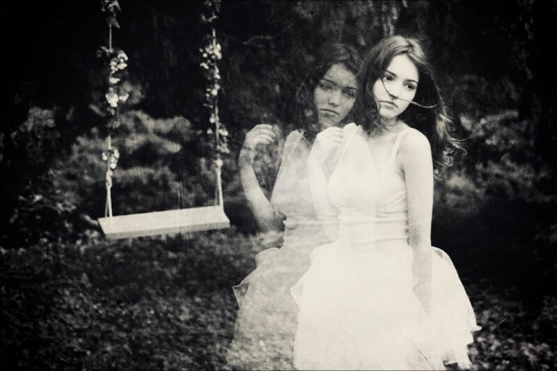 Two Women in White Dresses — Black