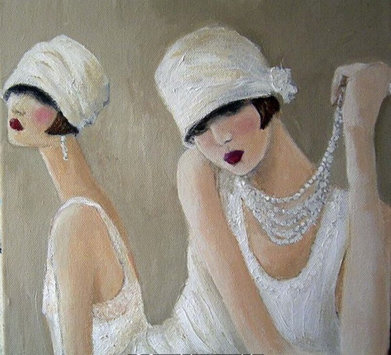 Two Women in White Dresses — Elegant