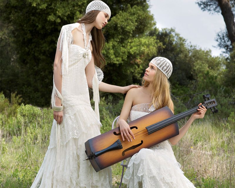 Two Women in White Dresses — Serene, Afternoon, Photograph