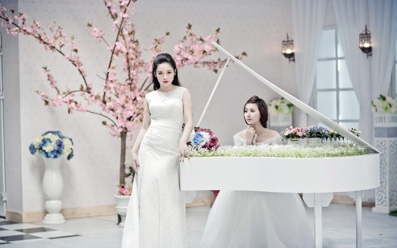 Two Women in White Dresses — Serene, Spring