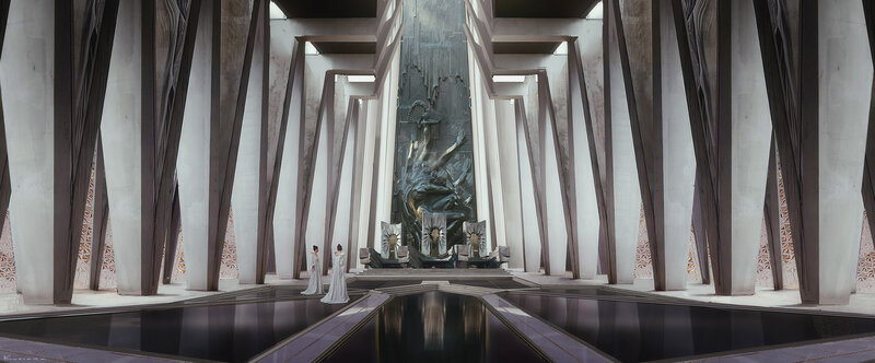 Two Women in White Robes — Dramatic