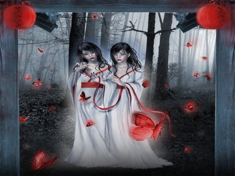Two Women in White Robes — Mysterious
