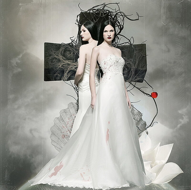 Two women in white wedding dresses