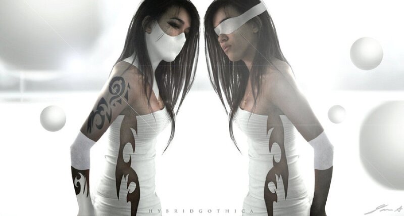 two women in white with tattoos