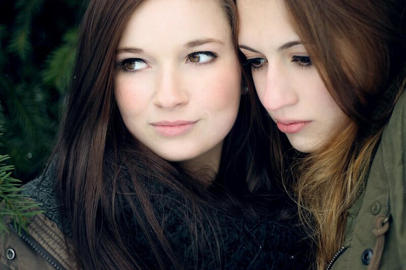 two women in winter