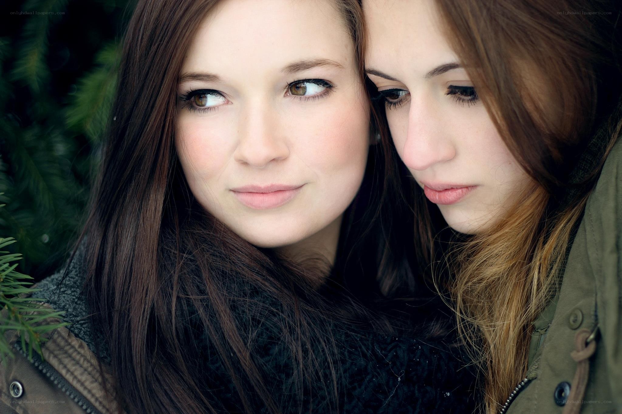 two women in winter
