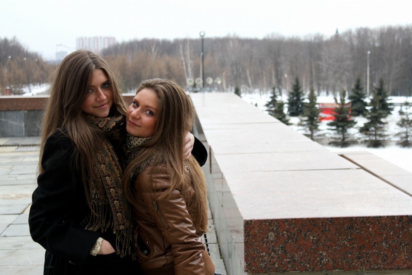 two women in winter